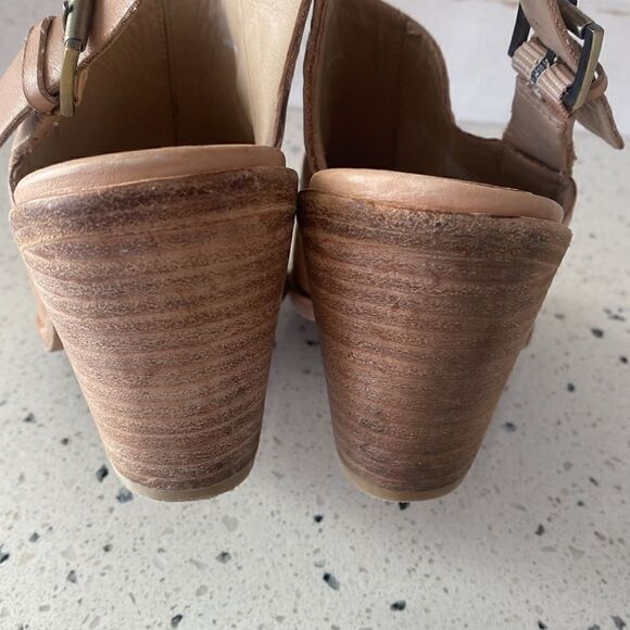 Eileen Fisher Glance Sand Leather Slingback Sandals Block Heel Women’s Size 7.5M - Picture 10 of 12